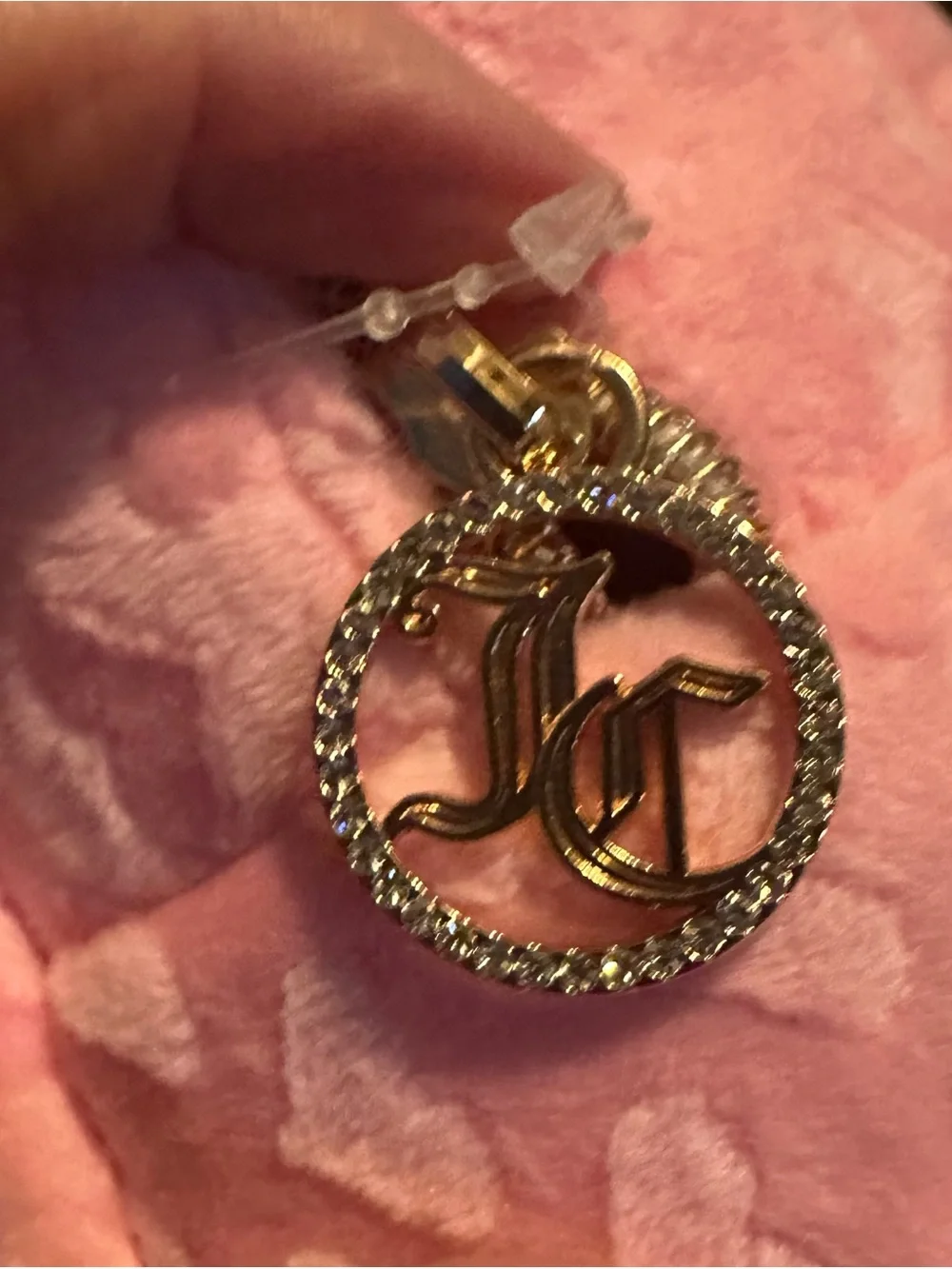 Juicy Couture Pink Heart-Textured Cosmetic Bag with Gold Logo
